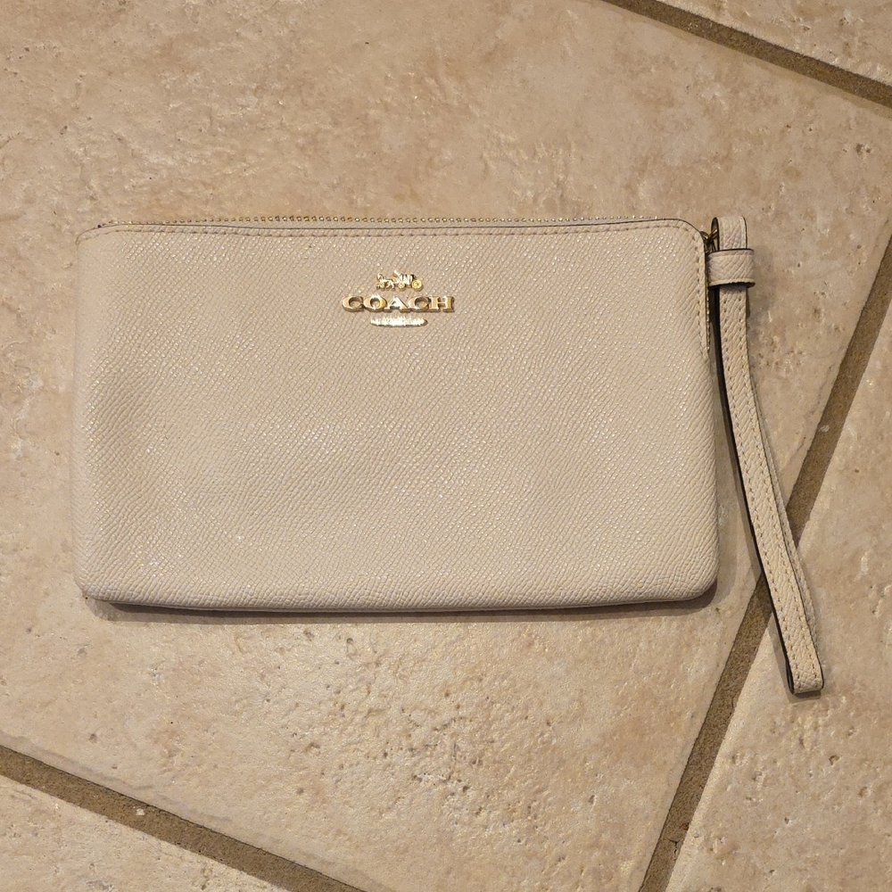 Coach Beige Wristlet Clutch